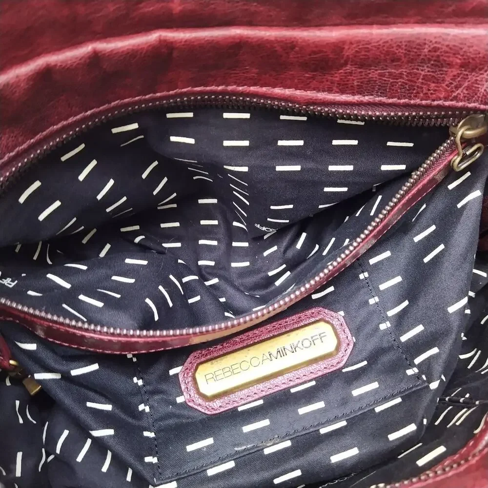 Rebecca Minkoff Rapture Burgundy Leather Tassel Double Handles Satchel Bag